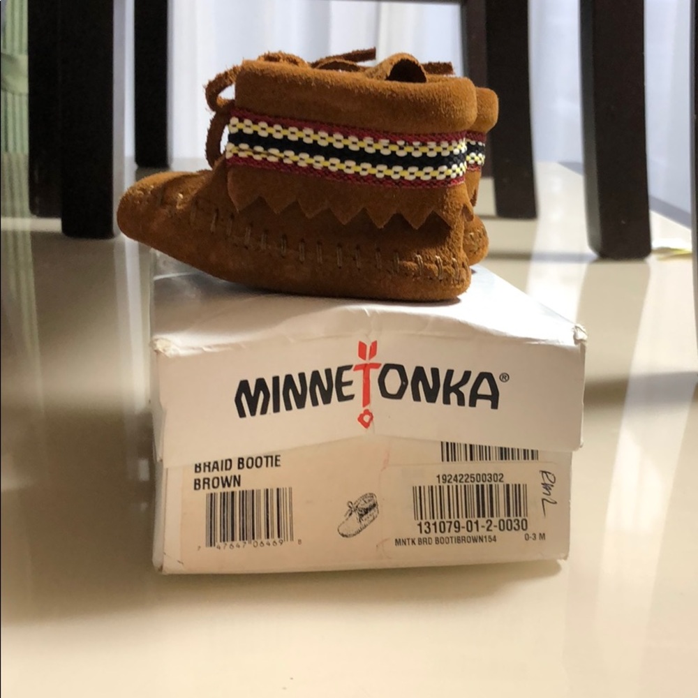 Baby Minnetonka Brown Braided Booties
